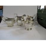 Three silver jugs, together with a sugar bowl, total weight 18oz (3,5,9,7)