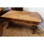 A 19th century mahogany serving table fitted with three frieze drawers width 54ins,depth, 26.5ins,