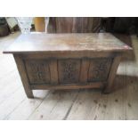 A small Antique style oak coffer. width 36ins, depth 17ins, height 19ins