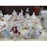17 various Royal Worcester figurines - The Masquerade Begins, Autumn, Sunday Best, Summer, Megan -