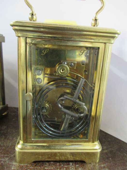 A brass carriage clock, height 6ins including handle - Image 2 of 3