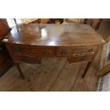A19th century bow fronted  mahogany desk, width 42ins, depth 22ins, height 30ins