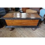 A large wooden Marriage Chest 72ins x 27ins height 32ins