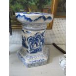 A blue and white garden seat, in the Oriental style, height 15ins, diameter 11ins