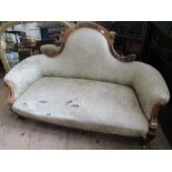 A Victorian salon settee, with inlaid decoration,  width 65ins