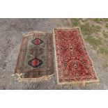 An Eastern design prayer mat 28ins x 44ins together with an Eastern design runner 28ins x 56ins