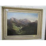 A 19th century oil on canvas, Continental landscape with town in a valley, indistinctly signed,