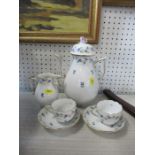 A Herand porcelain coffee pot, two cups and a milk jug - All the pieces are in good condition, no