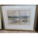 A 19th century watercolour, river scene with cattle, indistinctly signed, 9.5ins x 14ins