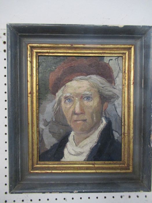 Dennis William Reed, oil on board, portrait, 9ins x 7.5ins