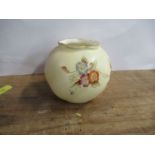 A Royal Worcester blush ivory squat vase, decorated with flowers
