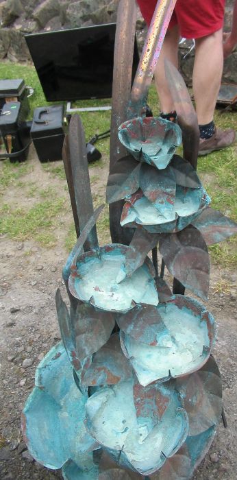 Water feature, metal model of figure on horseback, wooden stand and light shade - Image 3 of 3