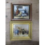 Robin Clifton, oil on board, still life, 7.5ins x 9.5ins, together with a Victorian oleograph
