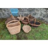 A collection of wicker baskets of differing sizes