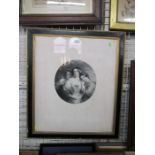 A Victorian black and white print, portrait of three girls