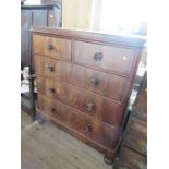A large 19th century mahogany chest of drawers, width 44.5ins, height 51.5ins depth 22.5ins