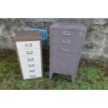 A Bisley metal chest of drawers, together with a similar example, width 11ins, height 23.5ins