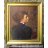 A Victorian oil on canvas, portrait of a woman, monogrammed H.E.W 1893, 24ins x 19.5ins
