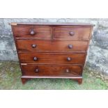 A 19th century chest of drawers having two short drawers over 3 graduated long drawers width 43ins