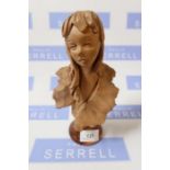 A terracotta bust of a young girl signed Paoletti