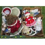 Two boxes of assorted dolls including modern examples