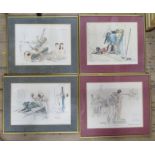 Gaston Haffmann, four colour prints, all signed in pencil, approximately 10.5ins x 14ins