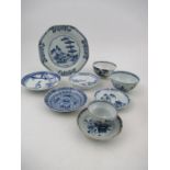 A collection of Oriental blue and white porcelain, to include a plate, dishes, bowls etc