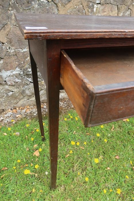 An antique oak side table fitted with long drawer width 30ins, depth 17ins, height 30ins - Image 3 of 5