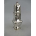 A silver sugar caster, of square baluster form, Sheffield 1936, weight 7oz