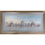 A framed print, depicting a longitudinal Sectional view of Brighton Pavilion after the original by