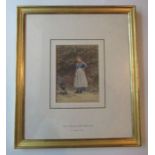 Helen Allingham, watercolour, Gypsy Girl, signed, 6.5ins x 4.75ins, good condition no rips or tears