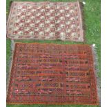 Two Eastern design rugs, with repeating motifs, 34ins x 54ins and 34ins x 48ins
