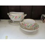 A 19th century Derby porcelain roses pattern tureen & stand, together with a matching tea cup and