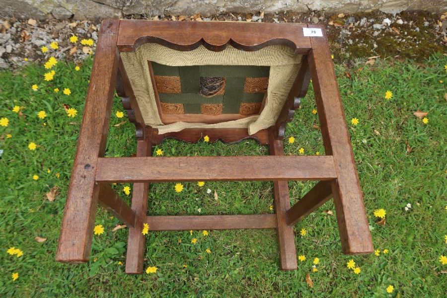 An antique mahogany framed foot stool - Image 3 of 3