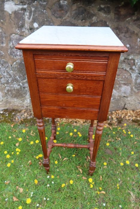 A marble top pot cupboard, top 14ins x14ins , height 34ins