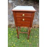 A marble top pot cupboard, top 14ins x14ins , height 34ins