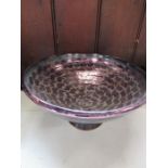 A large iridescent glazed footed bowl, by Sue Blagden, impressed & labelled to the base
