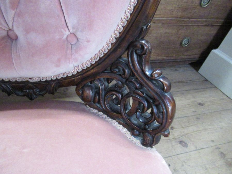 A 19th century showwood framed Grandmother chair, raised on cabriole legs - Image 2 of 3