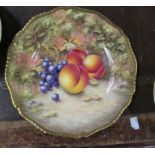 A Royal Worcester cabinet plate, decorated with hand painted fruit by N Creed, diameter 10.5ins -
