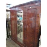 A Victorian mirror door wardrobe, width 75ins, height 82ins, depth 22ins