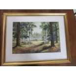 H J Saddler, two watercolours, views through trees, 14ins x 21.5ins