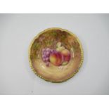 A Royal Worcester side plate, decorated with hand painted fruit by Reed, diameter 5.75ins - good