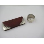 A Victorian/Edwardian red leather and silver mounted purse, Birmingham 1900, together with a