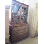 A 19th century mahogany secretaire bookcase, height 90ins, width 48ins