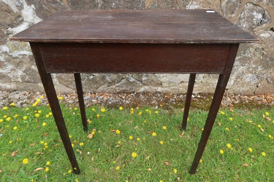 An antique oak side table fitted with long drawer width 30ins, depth 17ins, height 30ins - Image 5 of 5