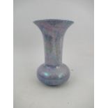 A Ruskin high fired blue vase, with bulbous base and a tall flared neck, height 9.5ins - Good