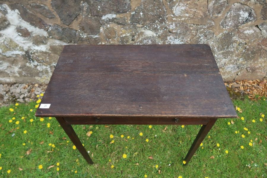 An antique oak side table fitted with long drawer width 30ins, depth 17ins, height 30ins - Image 2 of 5