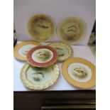 Royal Worcester, Royal Doulton and Crown Derby fish plates, decorated by Morris Birbeck and