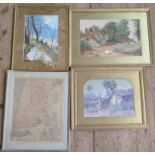 Bowles's New Pocket Map of New England, together with three watercolours and two prints