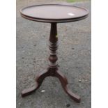 A mahogany dish top tripod table, diameter 14.5ins, height 24ins